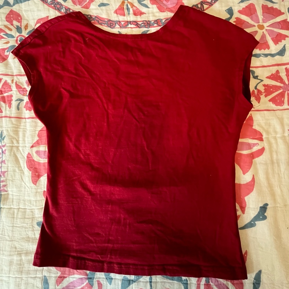 Red backless crop top